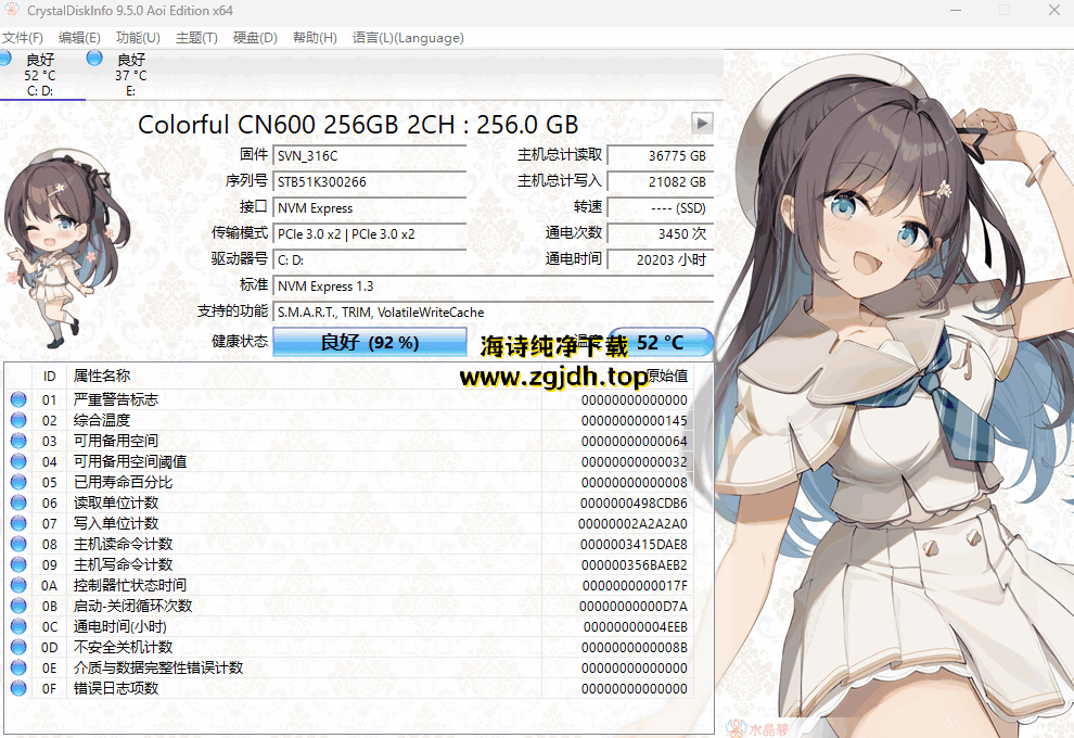 Crystal DiskInfo v9.5.0 绿色版 硬盘检测工具
