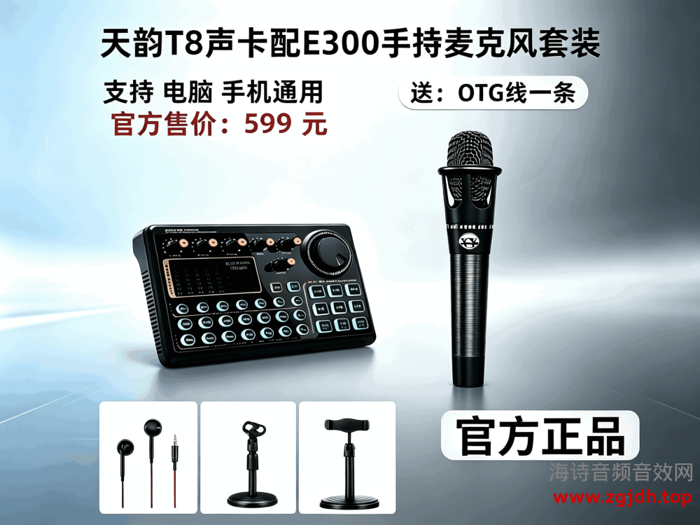 天韵T8PRO声卡搭配天韵手持E300电容麦套装网红推荐